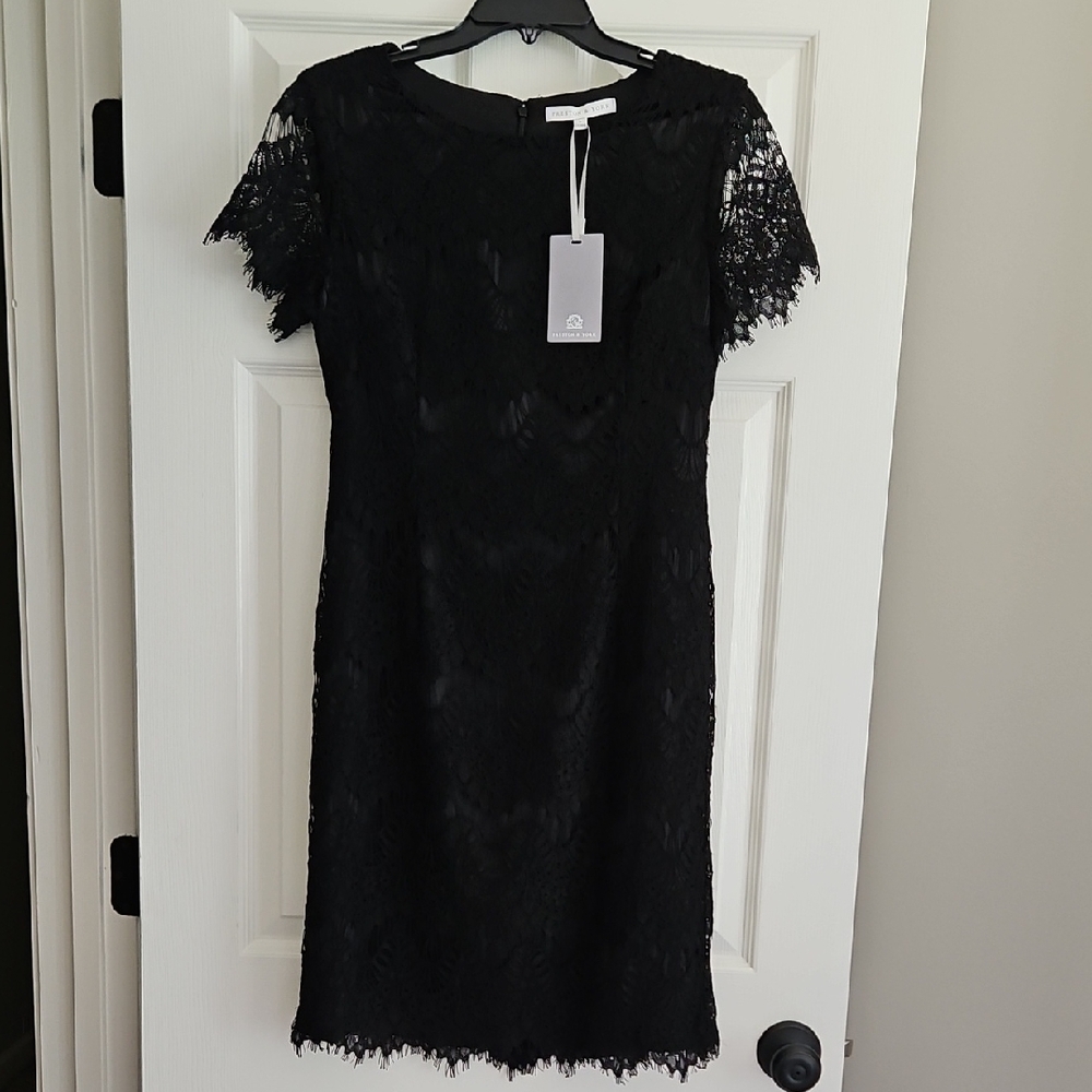 NWT Preston & York Black Lace‎ Midi Sheath Dress: Size- 6